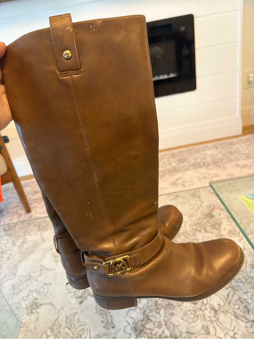 Michael Kors Brown Leather Riding Boots – Size 8